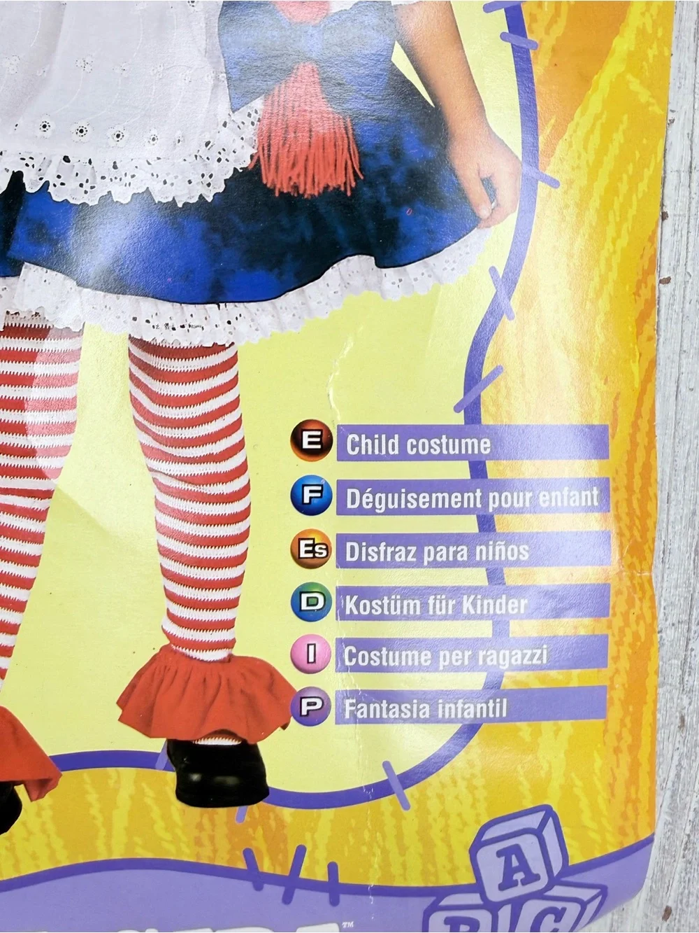 Rubies Rag Doll Girl Halloween Costume for Kids legging , dress and yarn wig sm